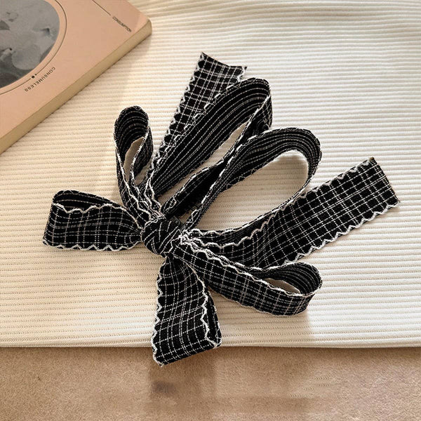 Plaid Bow Banana Clip Elegant Updo Hair Clip_CWAHA07932: CARAMEL / (OS) 1 - Lulu Bella Boutique