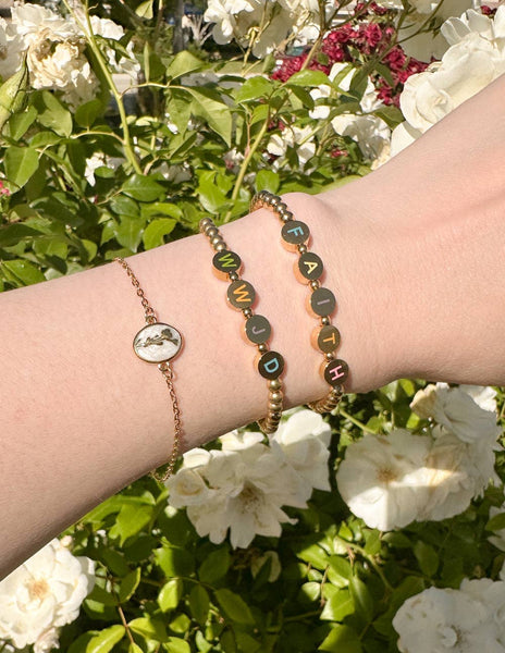 Gold Faith Letter Bracelet: Small - Lulu Bella Boutique