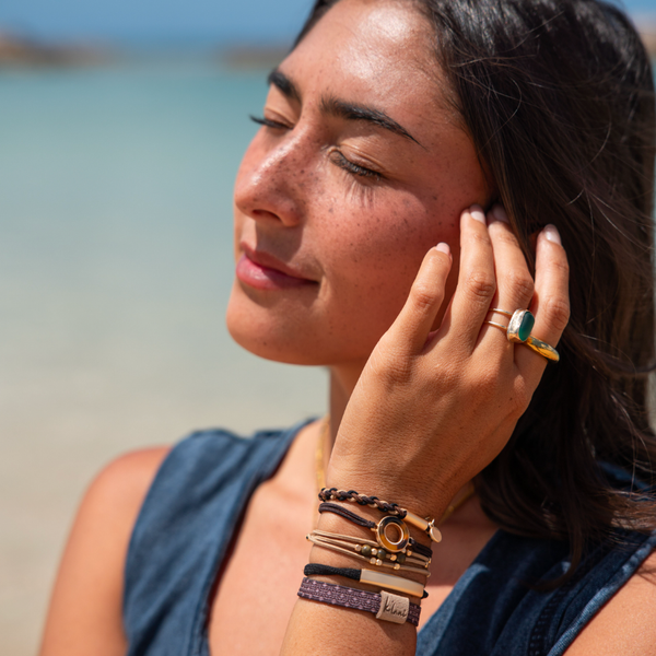"Ember" Tortoise Shell Ring Charm with gold, browns and neutrals.: Medium