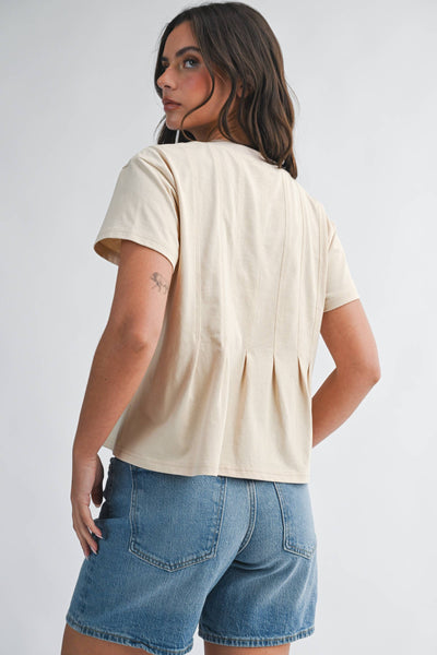 Pleated Swing Tee Top: Oat