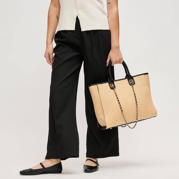 Jaxon Tote: Natural Black - Lulu Bella Boutique