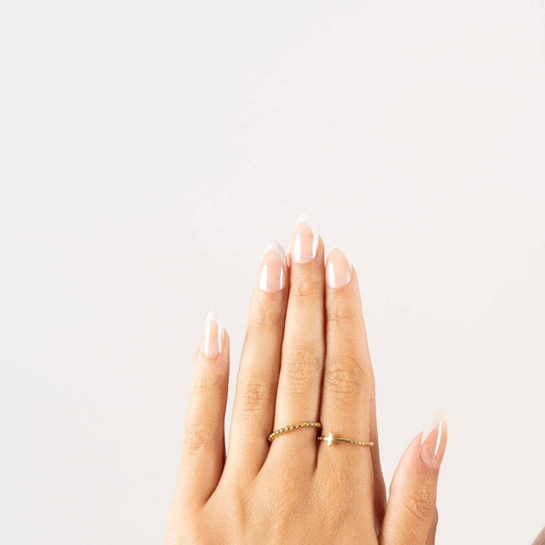 14K Gold Filled Plus™ Beaded Cross Stacking Ring: Gold / 7