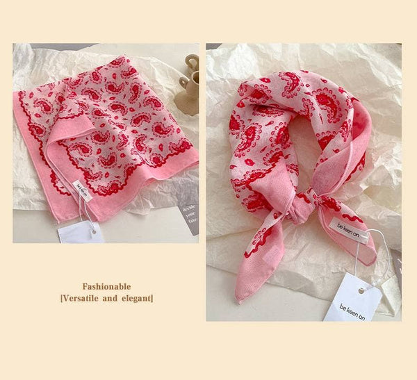 Red Passion Floral Bandana Square scarf - Lulu Bella Boutique