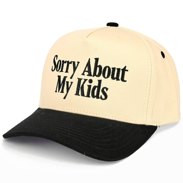 C.C SORRY ABOUT MY KIDS Letter Two Tone Trucker Hat: Black - Lulu Bella Boutique
