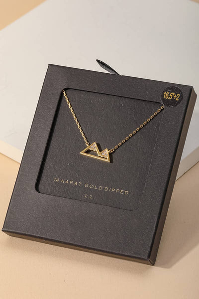 Secret Box Gold Dipped Mountain Pendant Necklace: WG