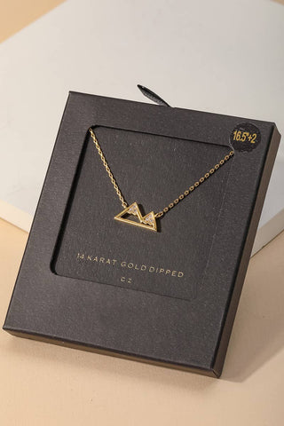 Secret Box Gold Dipped Mountain Pendant Necklace: GD