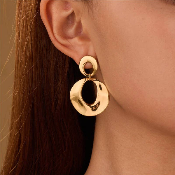 18K Stainless Steel Tarnish Free Drop Earrings | 40E497: GOLD - Lulu Bella Boutique