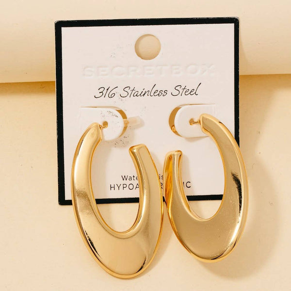 Secret Box Gold Dipped Flat Oval Hoop Earrings: RH - Lulu Bella Boutique