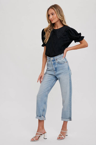 Lace Collar Top - Lulu Bella Boutique