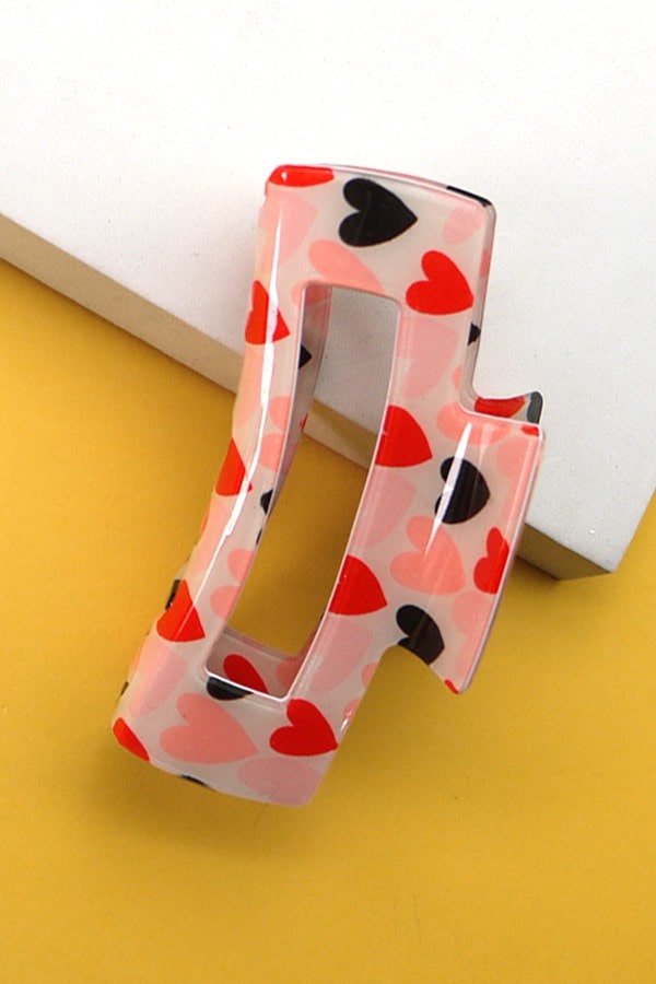 Heart Printed Claw Clip