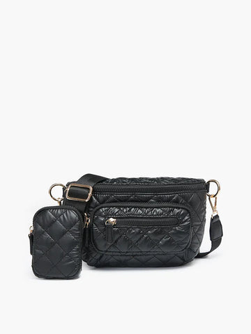 Arianna Nylon Belt Bag in Black - Lulu Bella Boutique