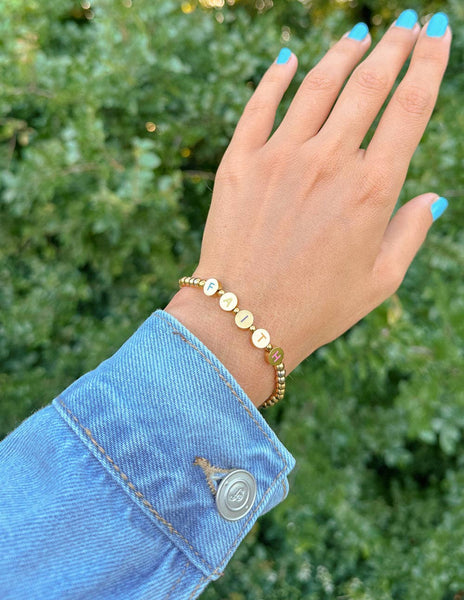 Gold Faith Letter Bracelet: Small - Lulu Bella Boutique