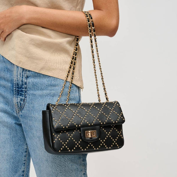 Avery Studded Crossbody: Chocolate - Lulu Bella Boutique