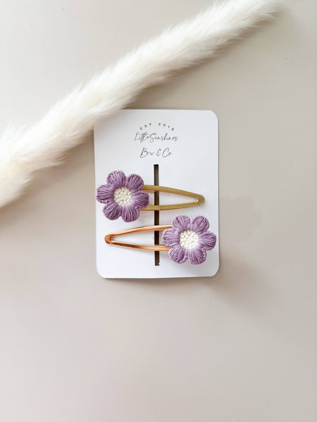 Flower Hair Clips- Set of 2 : Yellow - Lulu Bella Boutique