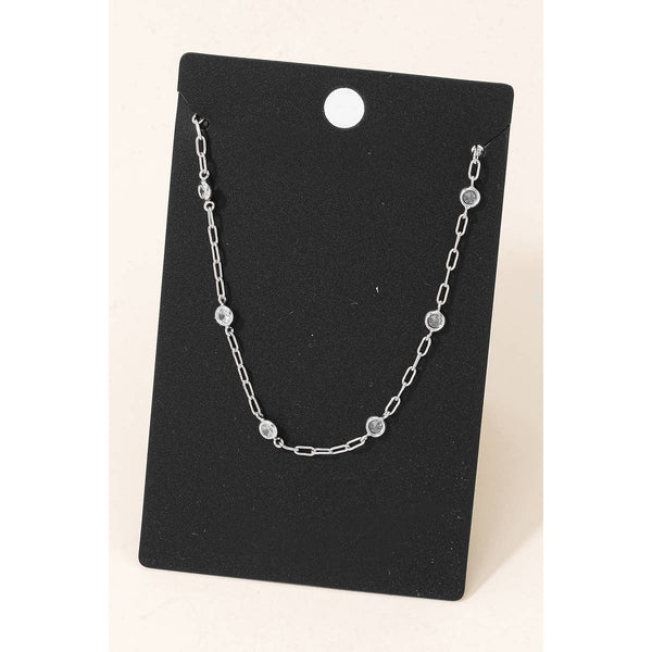 Gold Dipped Rhinestone Necklace: G - Lulu Bella Boutique
