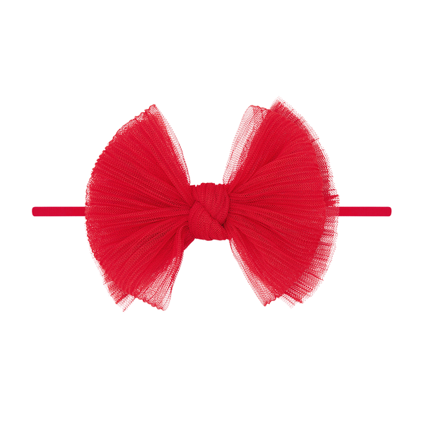 Baby Bling® Tulle FAB® Skinny nylon headband with tulle bow: Pleated Cherry - Lulu Bella Boutique