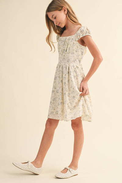 TWEEN GIRLS KIDS RUCHED SHOULDER MINI DRESS (7/14) : 7/8 - Lulu Bella Boutique