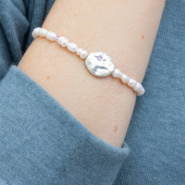 Pearl Affirmation Bracelet - Protection/Silver - Lulu Bella Boutique