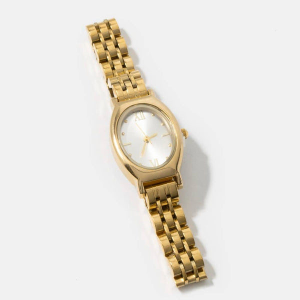 Oval Case Roman Numeral Metal Strap Watch: GWH - Lulu Bella Boutique