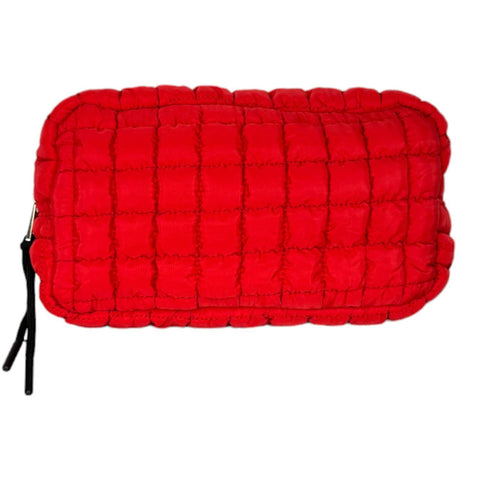 Puffer Quilted Makeup Bag Red