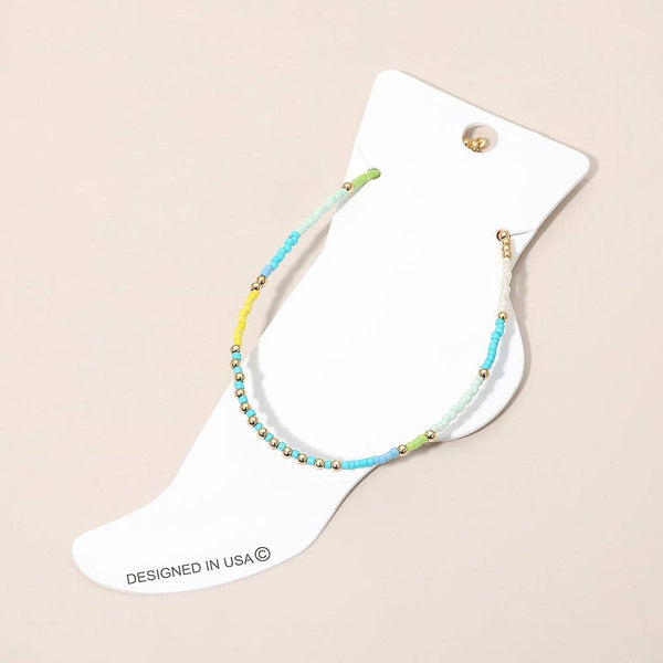 Faceted Beaded Anklet: Gold,White - Lulu Bella Boutique
