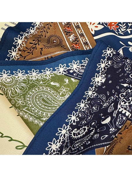 Patchwork Paisley Print Triangle Bandana: Green