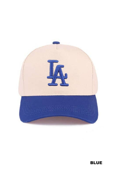 La City Logo Two Tone Canvas Cotton Cap: DK FOREST / 1 (ONE SIZE) - Lulu Bella Boutique