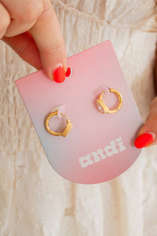 Bezel Gemstone Hoop Earrings: Gold