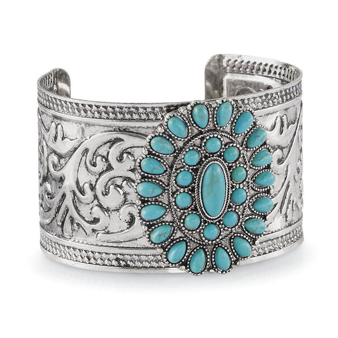 Western Statement Turquoise Concho Cuff - Lulu Bella Boutique