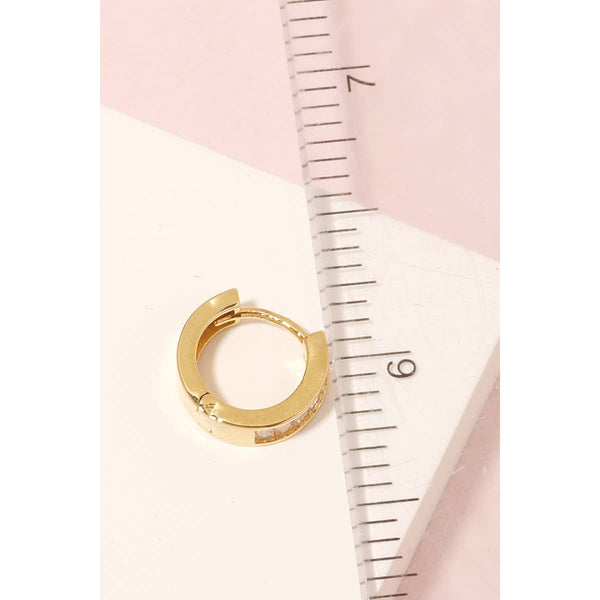 Small Baguette Studded Hoop Earrings: G - Lulu Bella Boutique