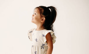 Flutter Long Romper- Bluebirds: 9-12m