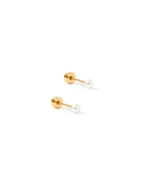 Screwback Stud Earrings - Payton Pearl White 3mm