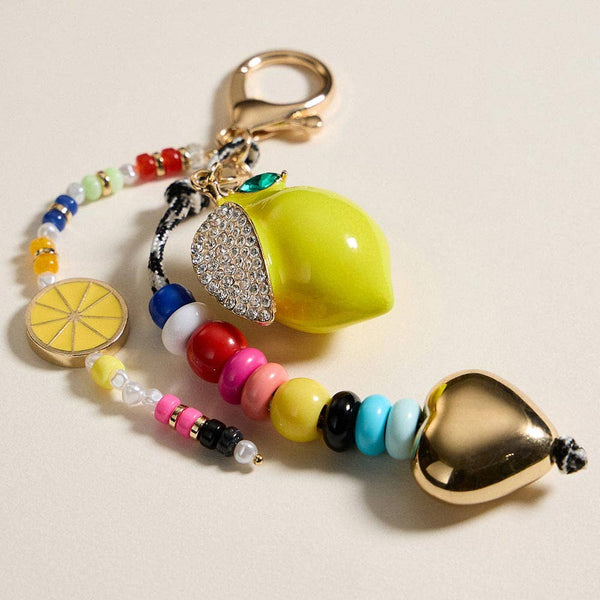 Lemon Charm Accented Beaded Drop Keychain / Bag Charm - Lulu Bella Boutique