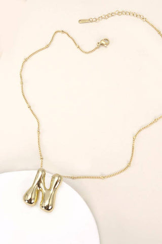 STAINLESS STEEL BALLOON BUBBLE INITIAL NECKLACE | 40NK316: N