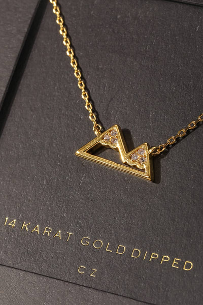 Secret Box Gold Dipped Mountain Pendant Necklace: WG