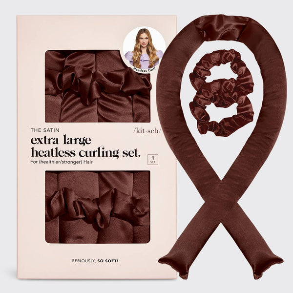 XL Satin Heatless Curling Set - Chocolate - Lulu Bella Boutique