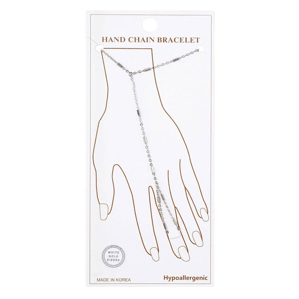 Gold Dipped Hand Chain Bracelet: Rhodium - Lulu Bella Boutique