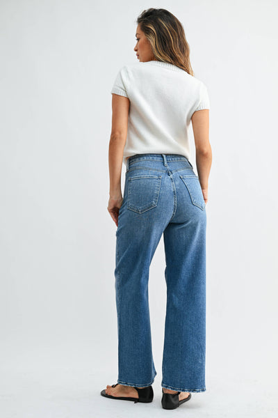 BP339J - MED - High Rise Cargo Pocket Wide Leg - Lulu Bella Boutique