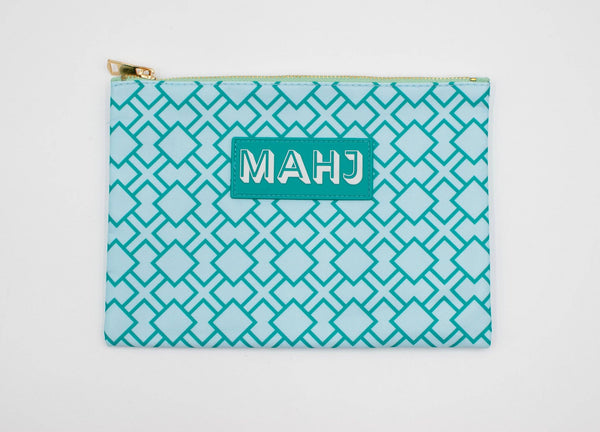 Premium Mahjong Card & Accessory Bag: Stripes- Purple & Green Card & Accessory Bag