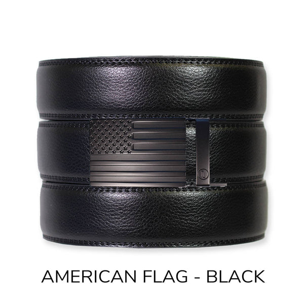 Black Leather Ratchet Belt & Buckle Set: Traditional Iron - Lulu Bella Boutique