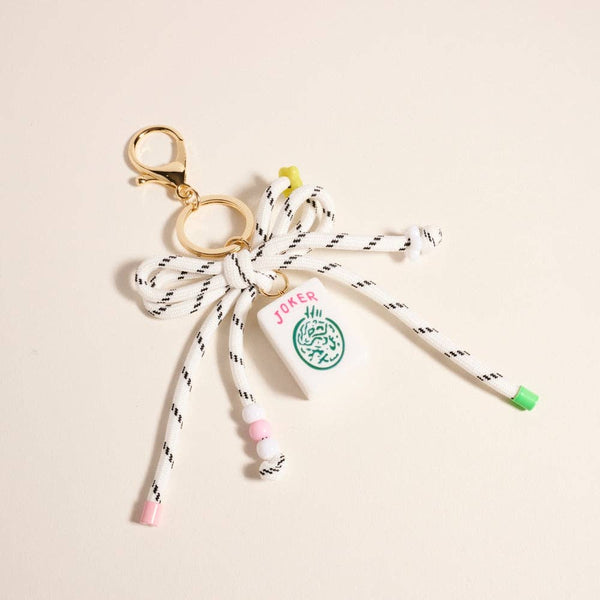 7 Inch Mahjong Joker Tile Cord Keychain Bag Charm: Pink / ONE