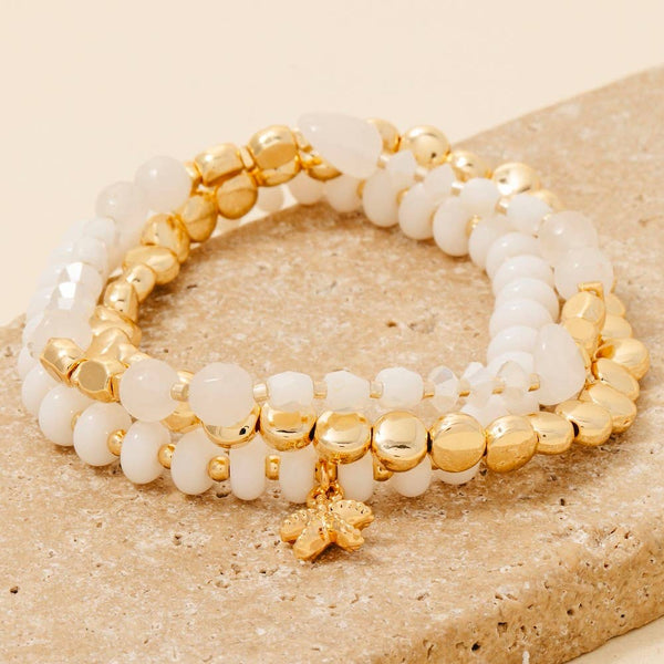 3Pc Pebble Stone Beaded Bracelet Set: GPK - Lulu Bella Boutique