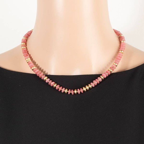 Semi Precious Stone Disc Beaded Necklace: LMUL