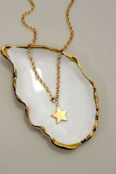 18K STAINLESS STEEL TARNISH FREE STAR NECKLACE | 40NK9667: GOLD - Lulu Bella Boutique