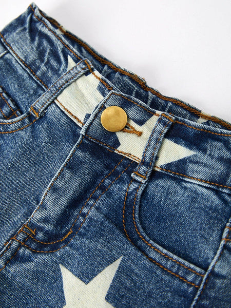 Girls “America”Top+Denim Shorts Set: 6 - Lulu Bella Boutique