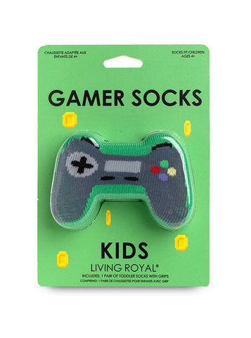 3D Packaged Crew Socks - Kids - Game Controller - Green