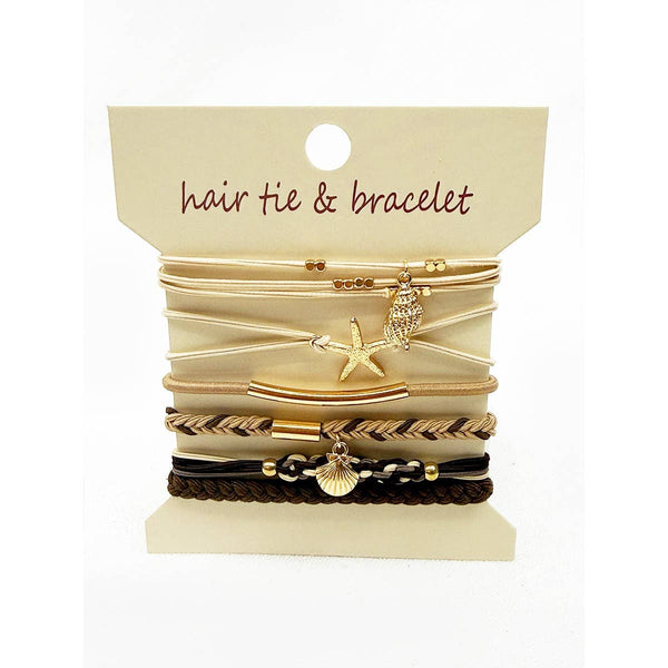 Boho Inspired BEACH Theme Hair Tie Bracelets: MIX COLOR / ONE(6) - Lulu Bella Boutique