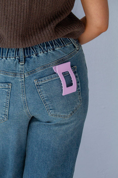 Rectangle Cutout Claw Clip: Pink - Lulu Bella Boutique