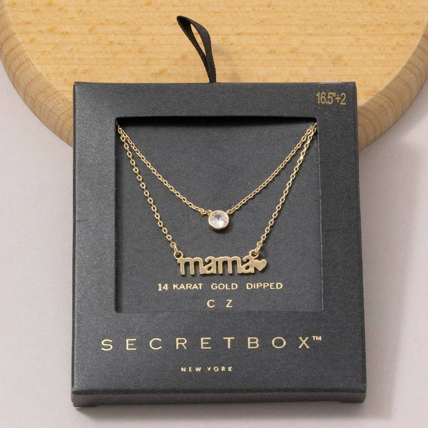 14K Gold Dipped Layered Mama Cz Necklace: GD - Lulu Bella Boutique