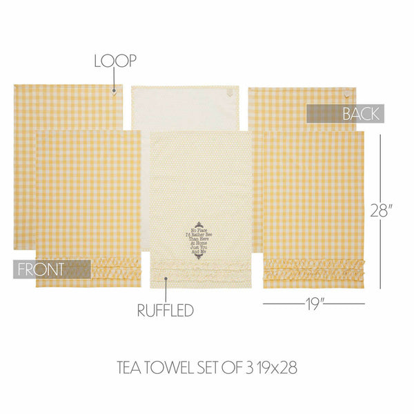 Buzzy Bees Ruffled Tea Towel Set of 3 19x28 - Lulu Bella Boutique
